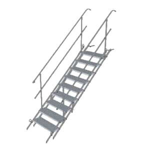 Bautreppe Stahl 70 (9 Stufen) m. Geländer