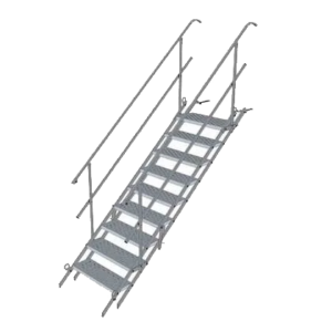Bautreppe Stahl 100 (9 Stufen) m. Geländer