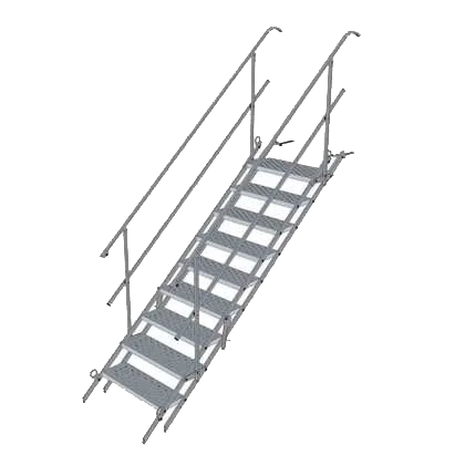 Bautreppe Stahl 100 (9 Stufen) m. Geländer