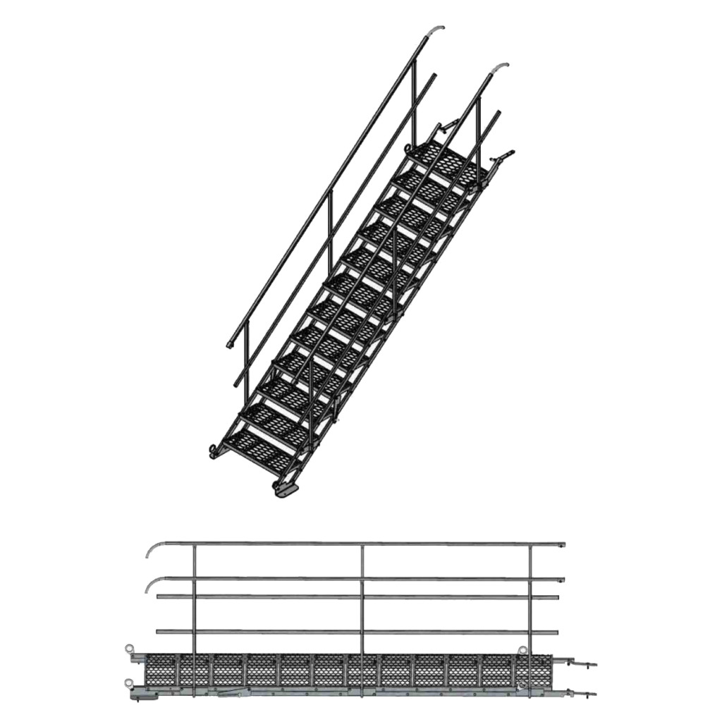 Bautreppenbrücke Stahl 70/356 (12 Stufen) m. Gelä.