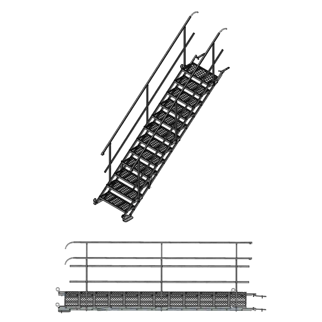 Bautreppenbrücke Stahl 70/356 (12 Stufen) m. Gelä.